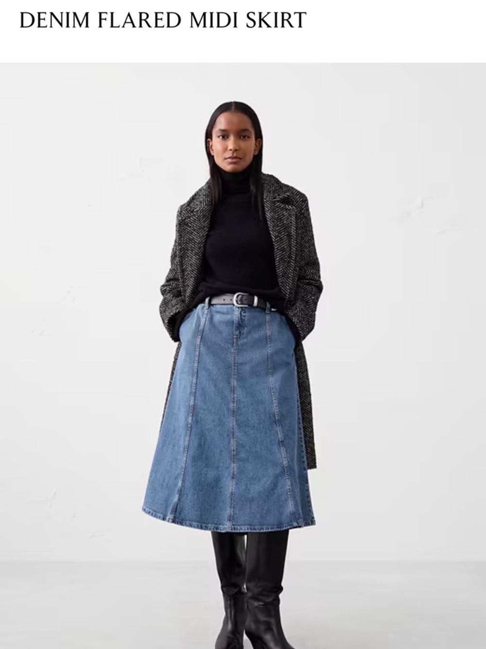 Banana Republic Denim A-Line Midi Skirt - Light Blue